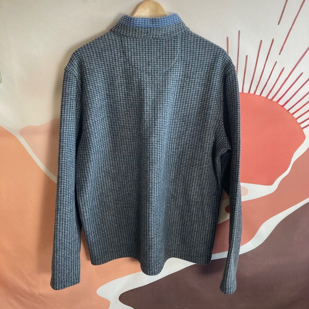 Johnston & Murphy Mens Pullover Sweater Quarter Zip Gray Knift Waffle  Size L - Picture 2 of 7